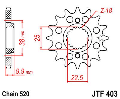 JT SPROCKETS JTF403.14 FRONT REPLACEMENT SPROCKET 14 TEETH 520 PITCH NATURAL SCM420 CHROMOLY STEEL ALLOY JTF403.14