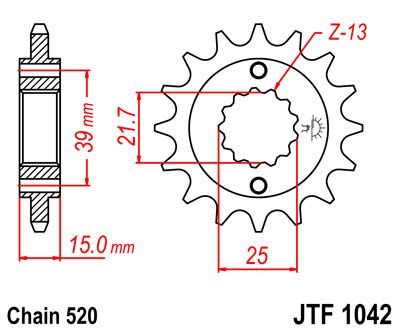 JT SPROCKETS JTF1042.16 FRONT REPLACEMENT SPROCKET 16 TEETH 520 PITCH NATURAL SCM420 CHROMOLY STEEL ALLOY JTF1042.16