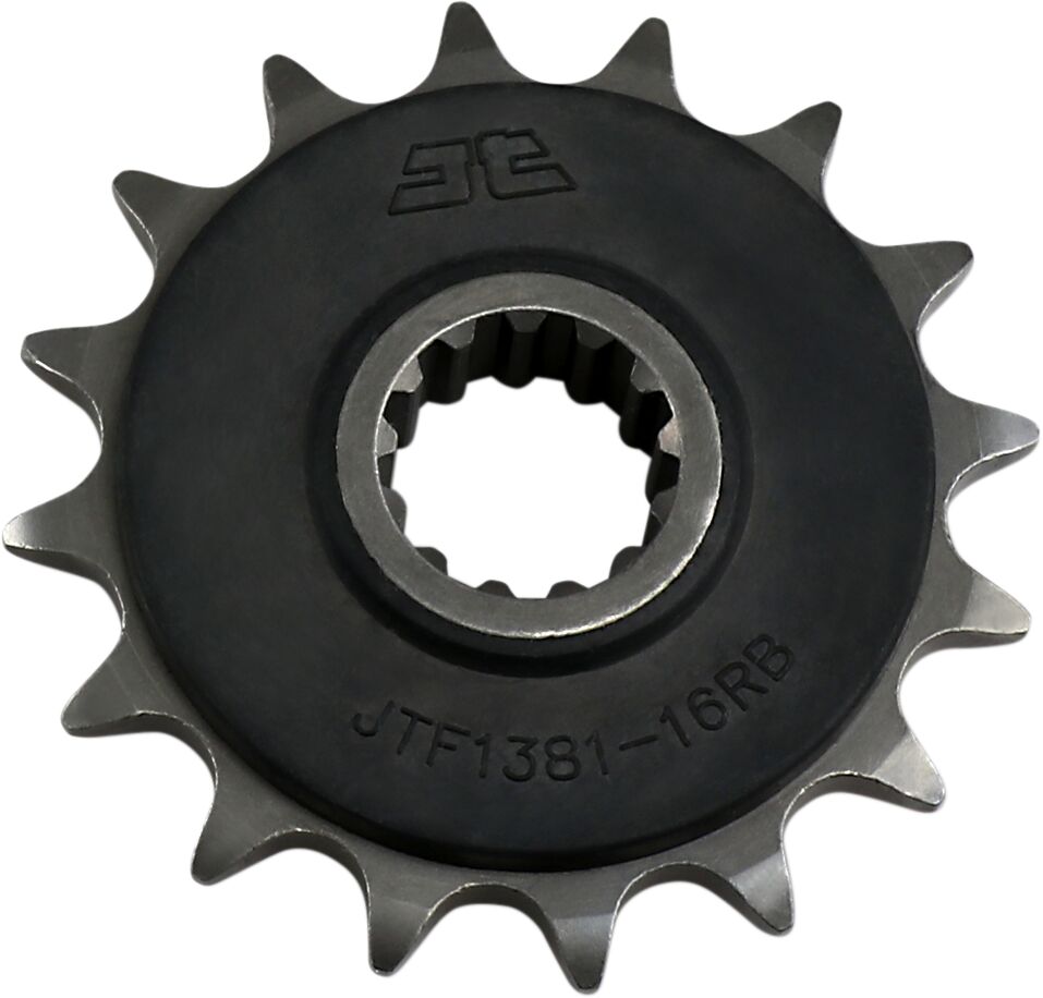 JT SPROCKETS JTF1381.16RB FRONT RUBBER CUSHIONED SPROCKET 16 TEETH 520 PITCH NATURAL SCM420 CHROMOLY STEEL ALLOY JTF1381.16RB