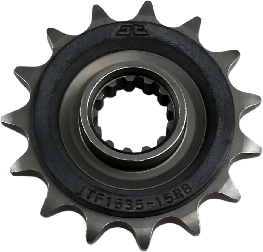 JT SPROCKETS JTF1535.15RB FRONT RUBBER CUSHIONED SPROCKET 15 TEETH 525 PITCH NATURAL SCM420 CHROMOLY STEEL ALLOY JTF1535.15RB