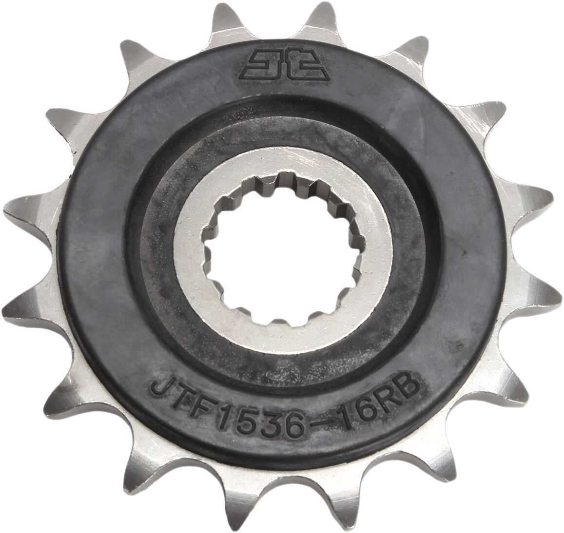 JT SPROCKETS JTF1536.16RB FRONT RUBBER CUSHIONED SPROCKET 16 TEETH 520 PITCH NATURAL SCM420 CHROMOLY STEEL ALLOY JTF1536.16RB