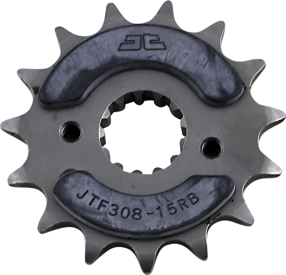 JT SPROCKETS JTF308.15RB FRONT RUBBER CUSHIONED SPROCKET 15 TEETH 520 PITCH NATURAL SCM420 CHROMOLY STEEL ALLOY JTF308.15RB