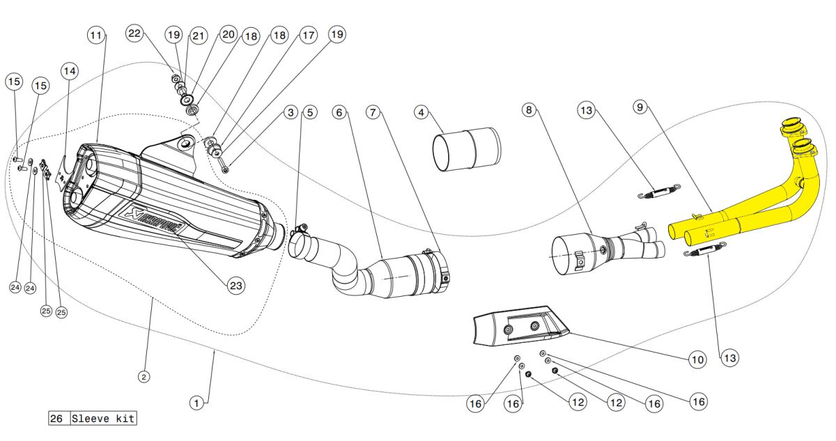 AKRAPOVIC HEADER KIT STAINLESS STEEL H-Y5R1