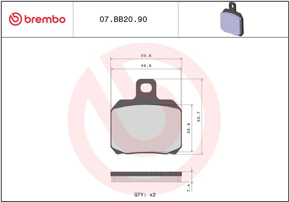 BREMBO BRAKE PAD GENUINE SINTER 07BB2090
