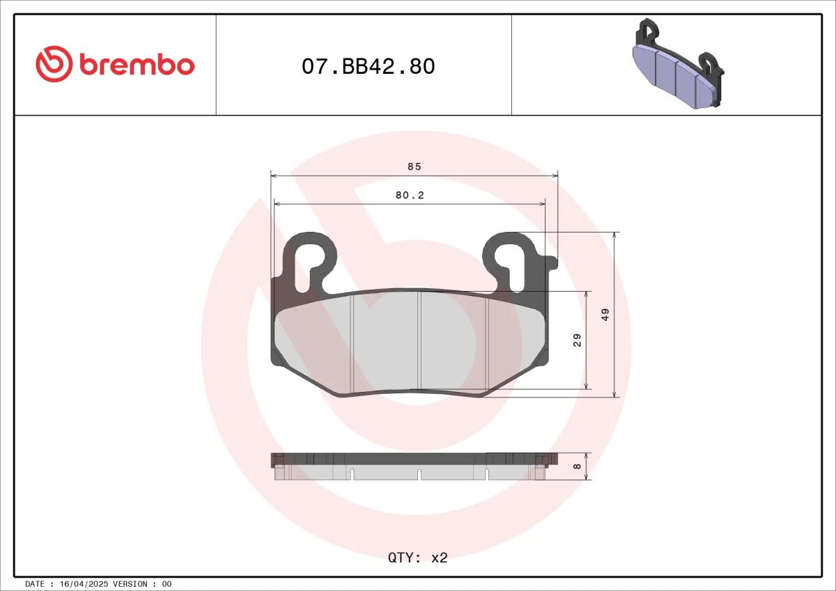 BREMBO BRAKE PAD GE SINT FR 07BB4280