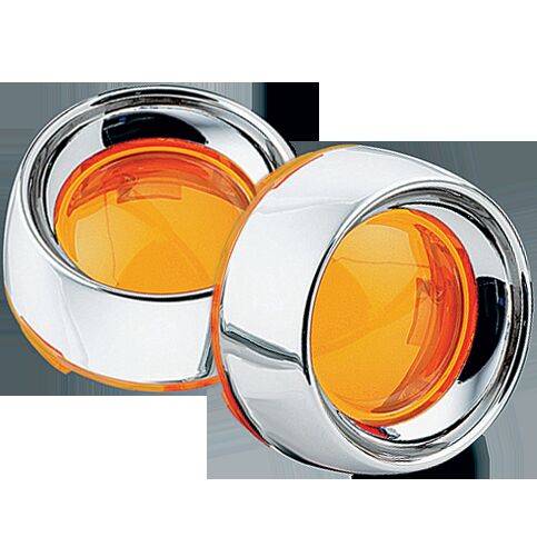 KURYAKYN DEEP DISH BEZELS FOR BULLET TURN SIGNALS AMBER LENS CHROME BEZEL KUR2108