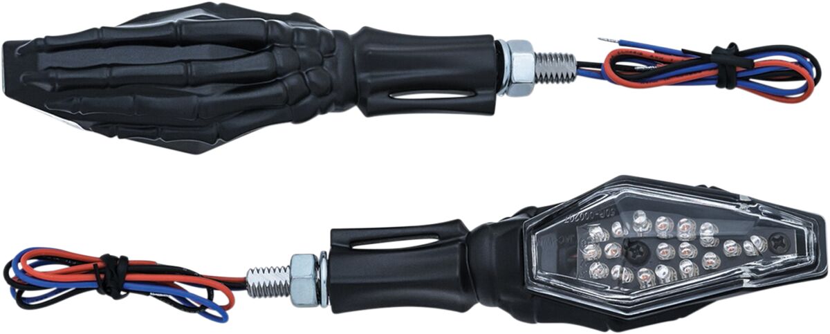 KURYAKYN SKELETON HAND TURN SIGNAL WITH BLACK STEM AND BLACK HEADS 2527