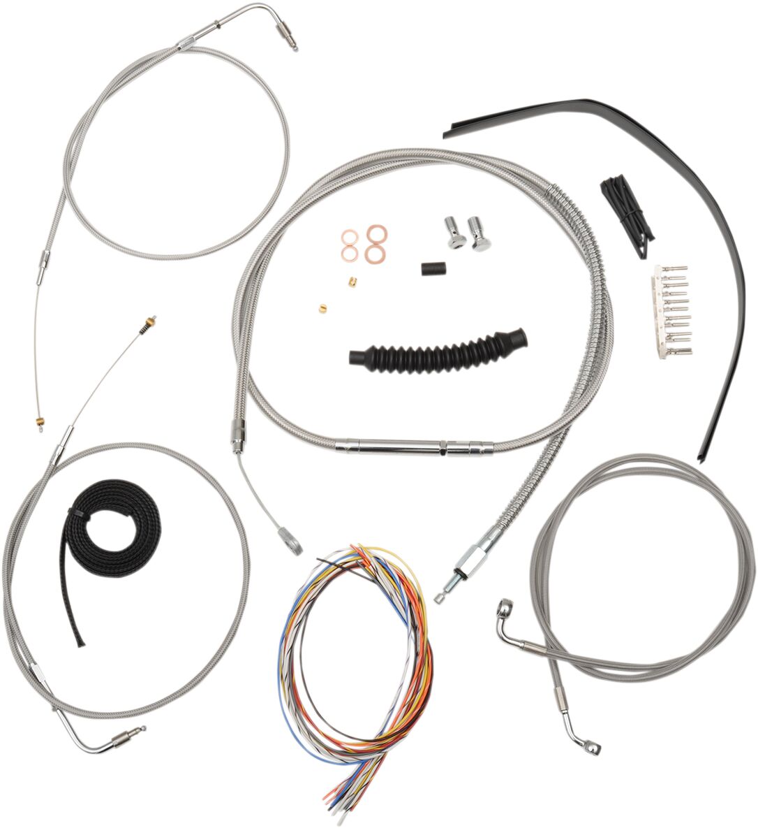 LA CHOPPERS CABLE AND BRAKE LINE KIT STAINLESS POLISHED FOR 18"-20" APE HANGERS LA-8110KT2A-19