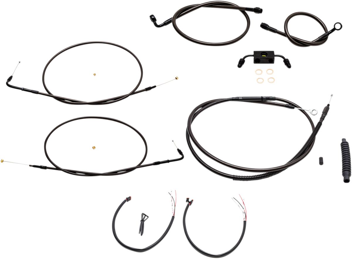 LA CHOPPERS HANDLEBAR CABLE/BRAKE & CLUTCH LINE/WIRE KITS AND COMPONENTS / STAINLESS STEEL / BLACK LA-8321KT2-16M