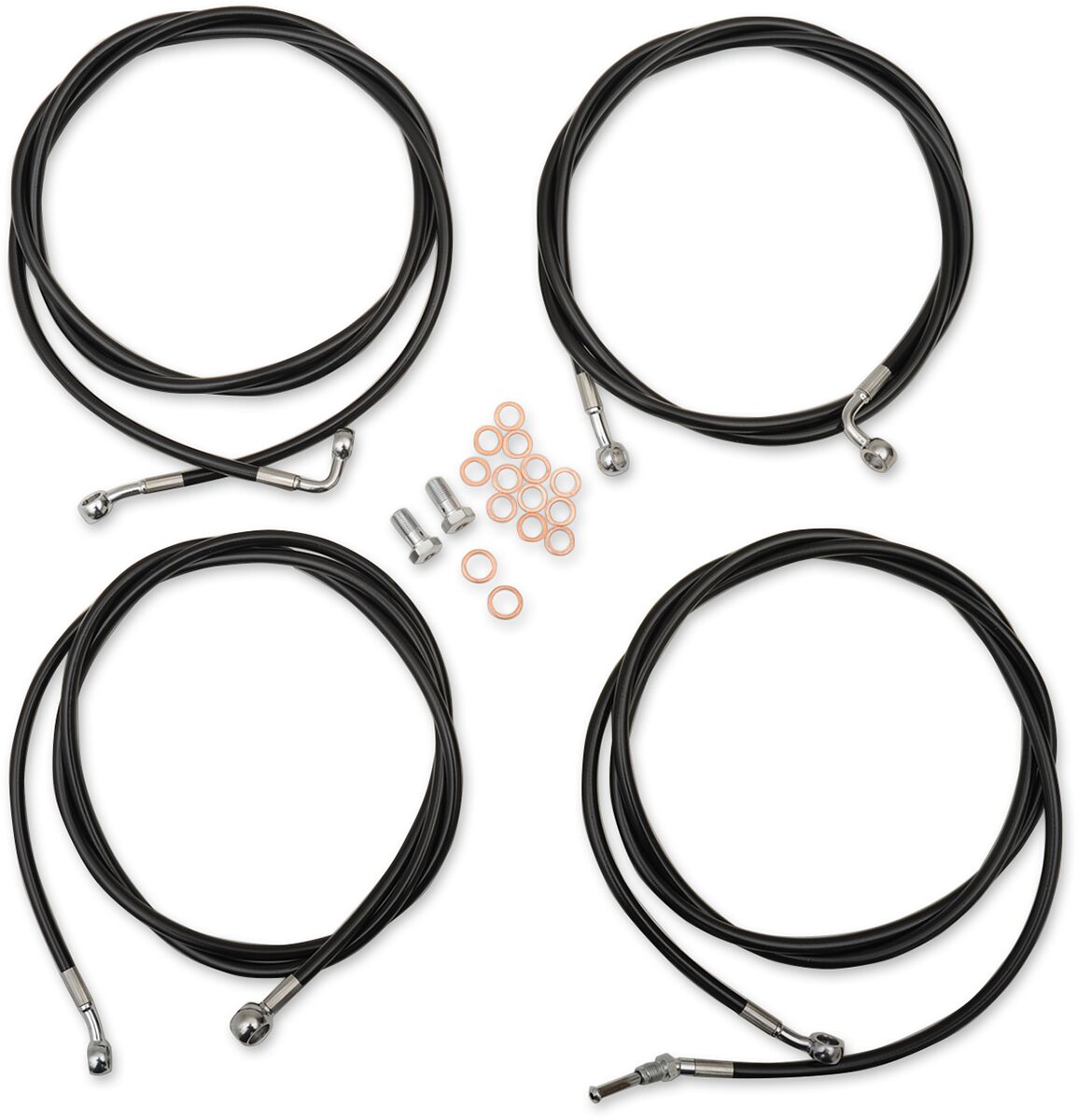 LA CHOPPERS HANDLEBAR CABLE/BRAKE & CLUTCH LINE/WIRE KITS AND COMPONENTS / STAINLESS STEEL|VINYL / BLACK LA-8054KT-13B