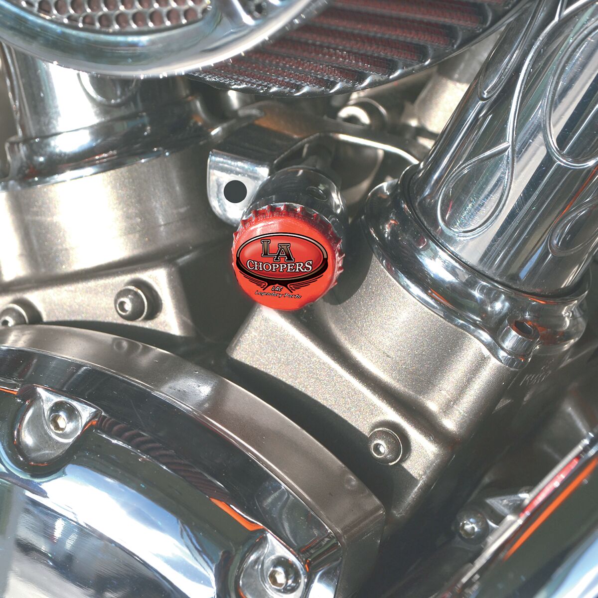 LA CHOPPERS BOTTLE CAP TOP-CHOKE KNOB COVER CHROME HD LA-7608-01