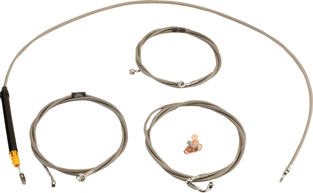 LA CHOPPERS Handlebar Cable/Brake Line Kit - 12" - 14" Ape Hanger Handlebars - Stainless Steel LA-8059KT-13