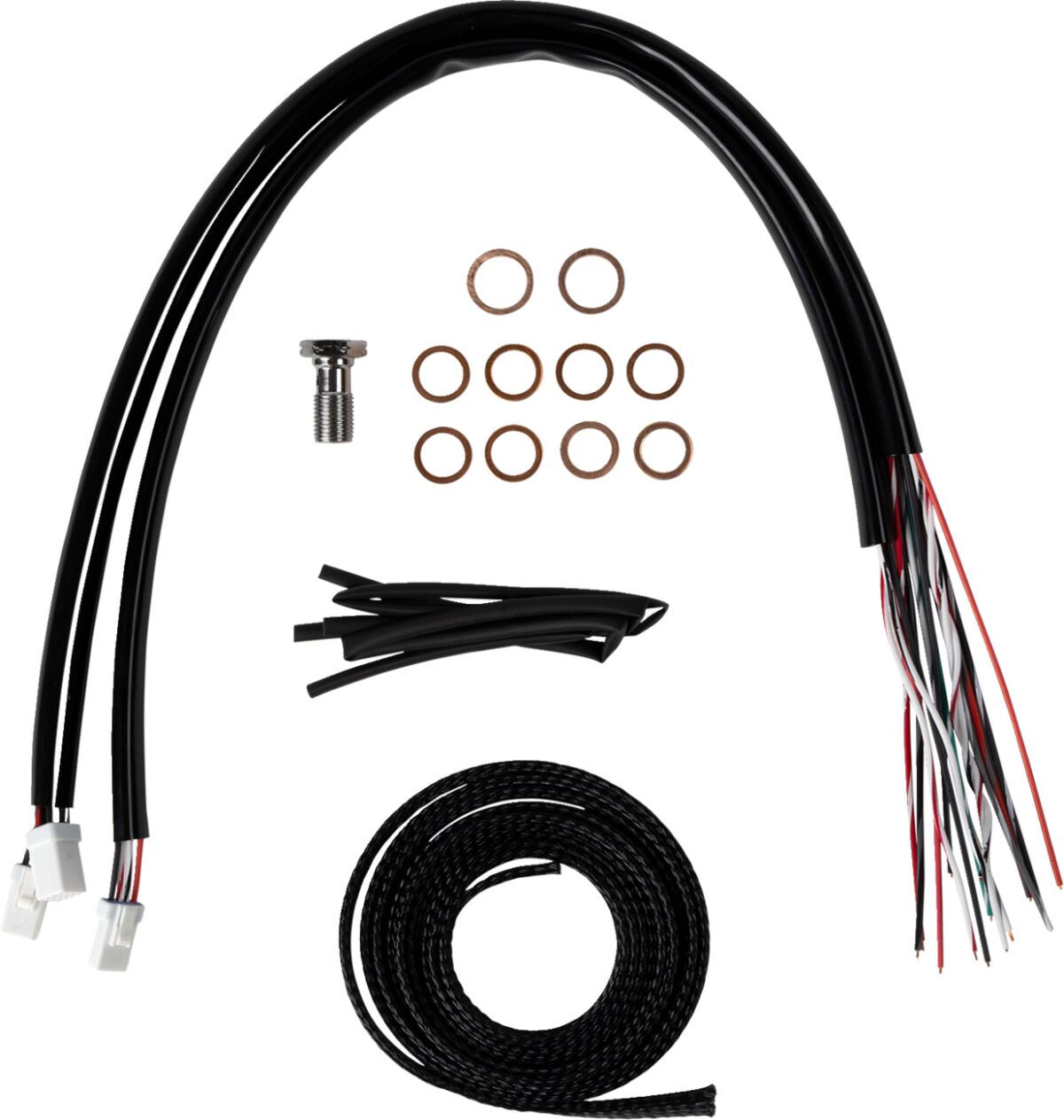 LA CHOPPERS Handlebar Cable/Brake Line Kit - Complete - Stock Handlebars - Stainless LA-8059KT2-08