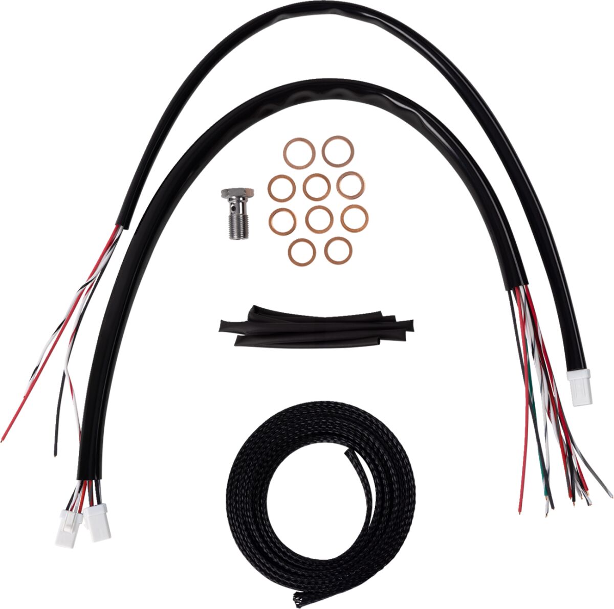 LA CHOPPERS Handlebar Cable/Brake Line Kit - Complete - 12" - 14" Handlebars - Black Vinyl LA-8059KT2-13B