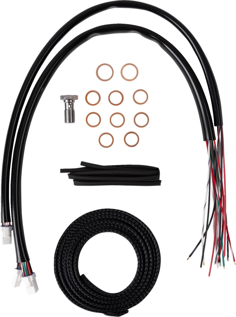 LA CHOPPERS Handlebar Cable/Brake Line Kit - Complete - 15" - 17" Handlebars - Stainless LA-8059KT2-16