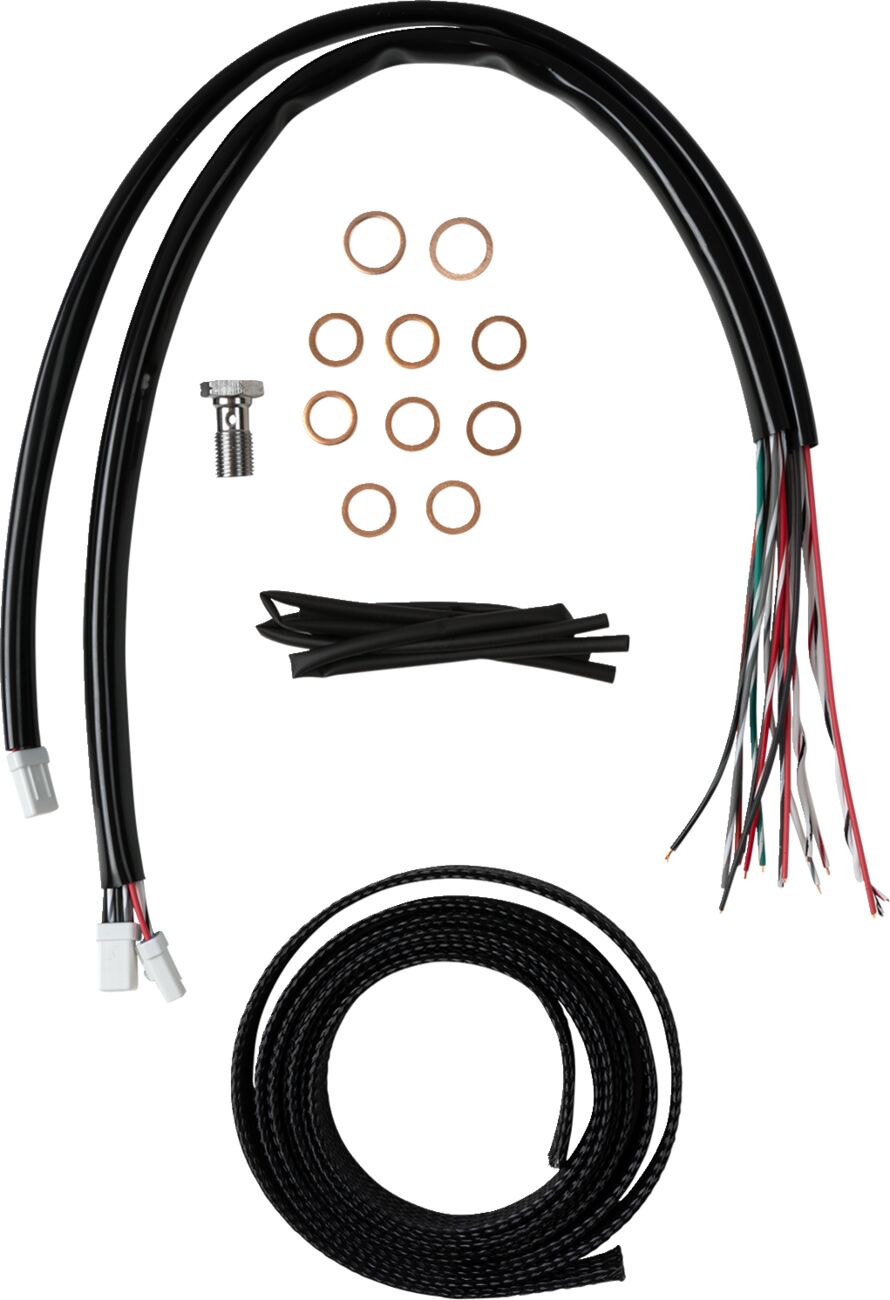 LA CHOPPERS Handlebar Cable/Brake Line Kit - Complete - 18" - 20" Handlebars - Black Vinyl LA-8059KT2-19B