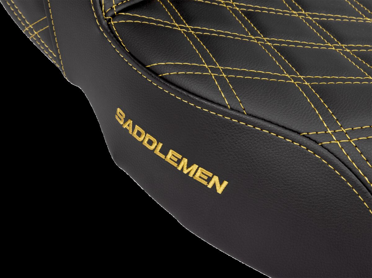 SADDLEMEN Step-Up Seat - Lattice Stitch - Gold Stitch - Extended Reach 808-07E-17507