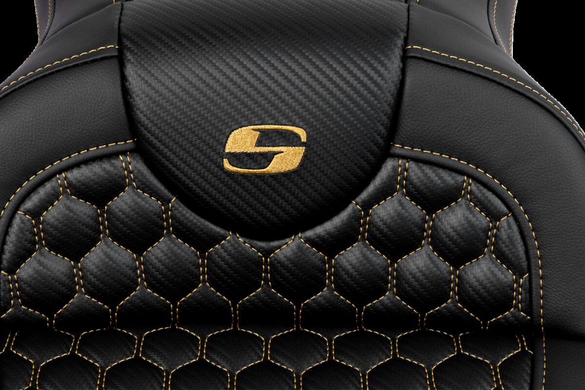 SADDLEMEN RoadSofaT Seat - Honeycomb - Gold Stitch - without Backrest 808-07B-18907