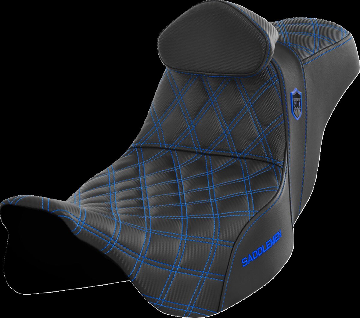 SADDLEMEN Pro Series SDC Performance Seat - with Backrest - Blue Stitch SC80807BLURT