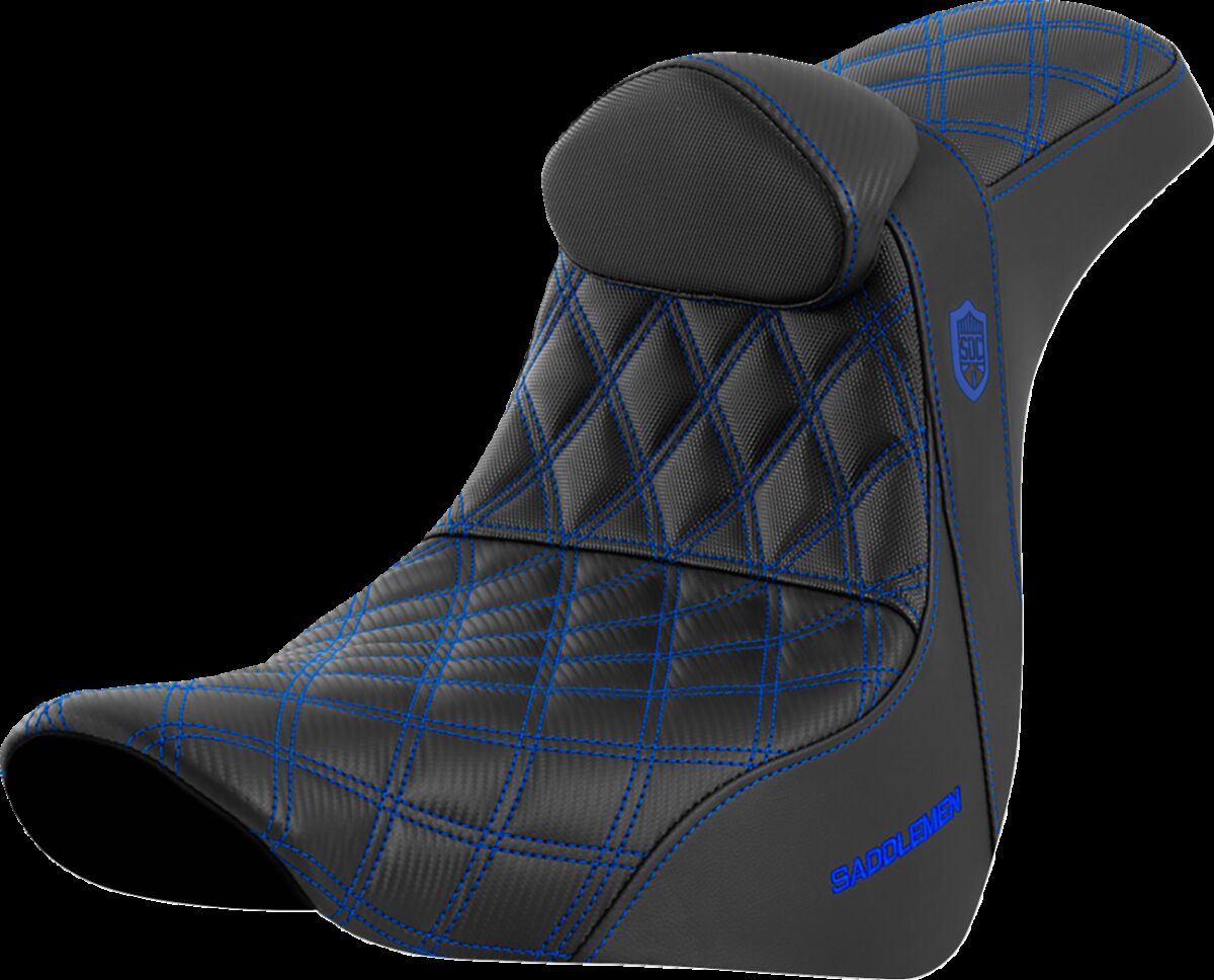 SADDLEMEN SEAT SDC PERF GRIPPER W/BR BLUE STITCH SC81829BLURT