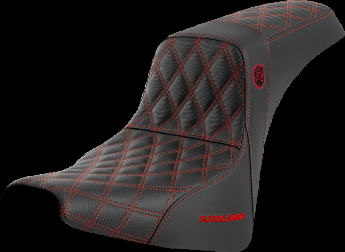 SADDLEMEN SEAT SDC PERF GRIPPER RED STITCH SC81830RED
