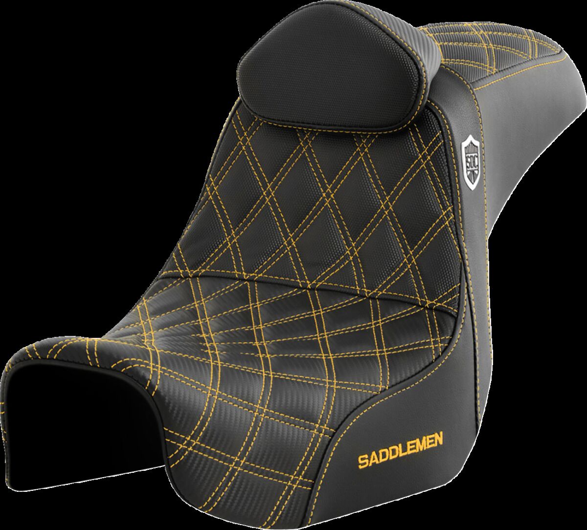 SADDLEMEN Pro Series SDC Performance Seat - with Backrest - Gold Stitch SC80604GOLRT