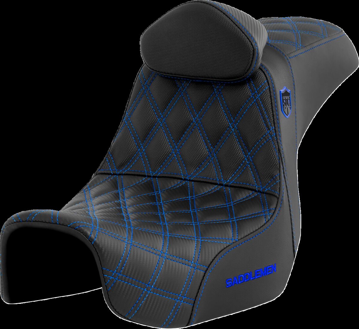 SADDLEMEN Pro Series SDC Performance Seat - with Backrest - Blue Stitch SC80604BLURT