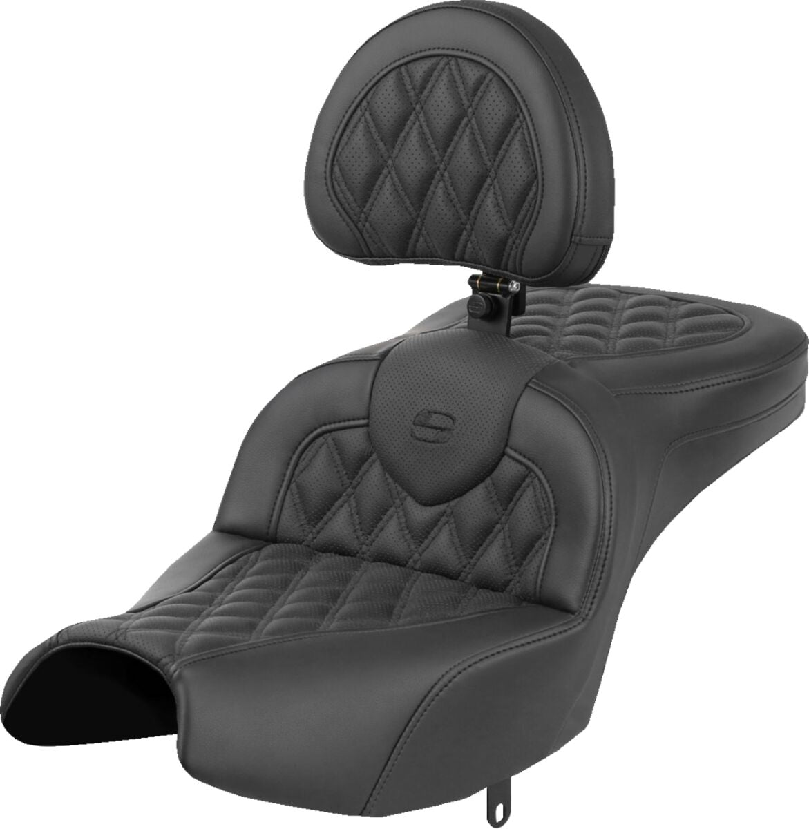 SADDLEMEN RoadsofaT Seat - With Backrest - Black - Lattice Stitch - Indian I22-02-182BR