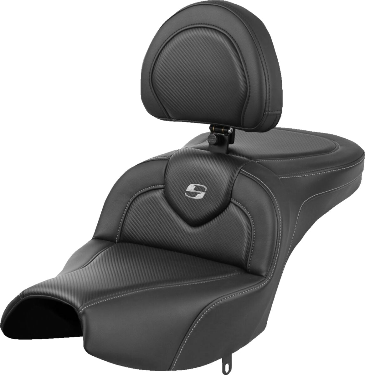SADDLEMEN RoadsofaT Seat - With Backrest - Black - Carbon Fiber I22-02-185BR