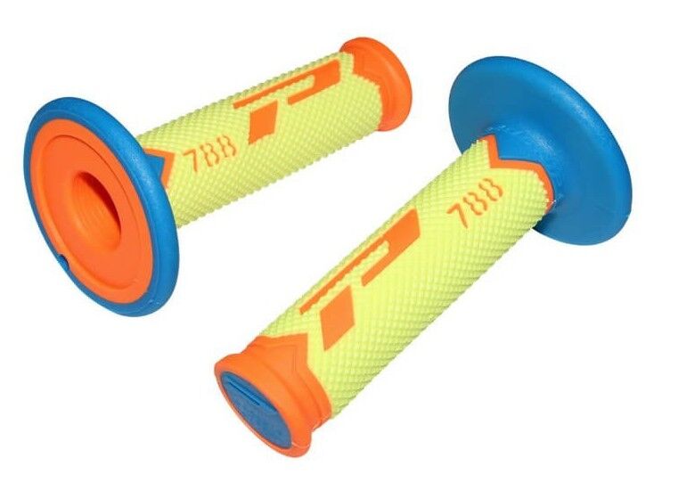 PRO GRIP GRIPS TRIPLE DENSITY OFFROAD 788 CLOSED END FLUO ORANGE/FLUO YELLOW/LIGHT BLUE PA078800AFYA