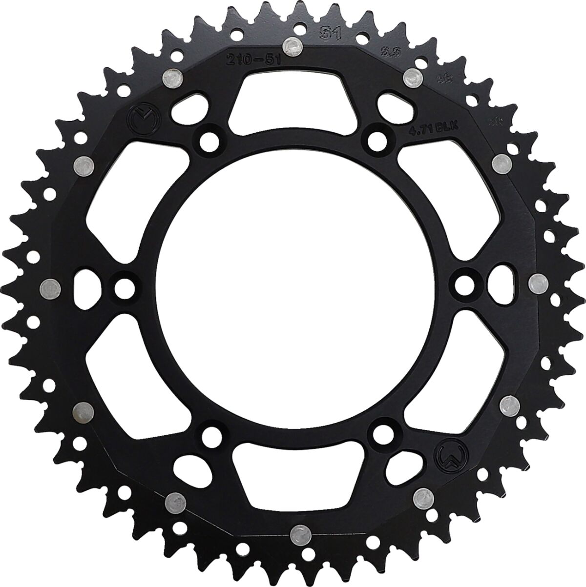 MOOSE REAR SPROCKET / 51 TEETH / 520 PITCH / BLACK/NATURAL / ALUMINIUM/STEEL 1210-210-51-10X