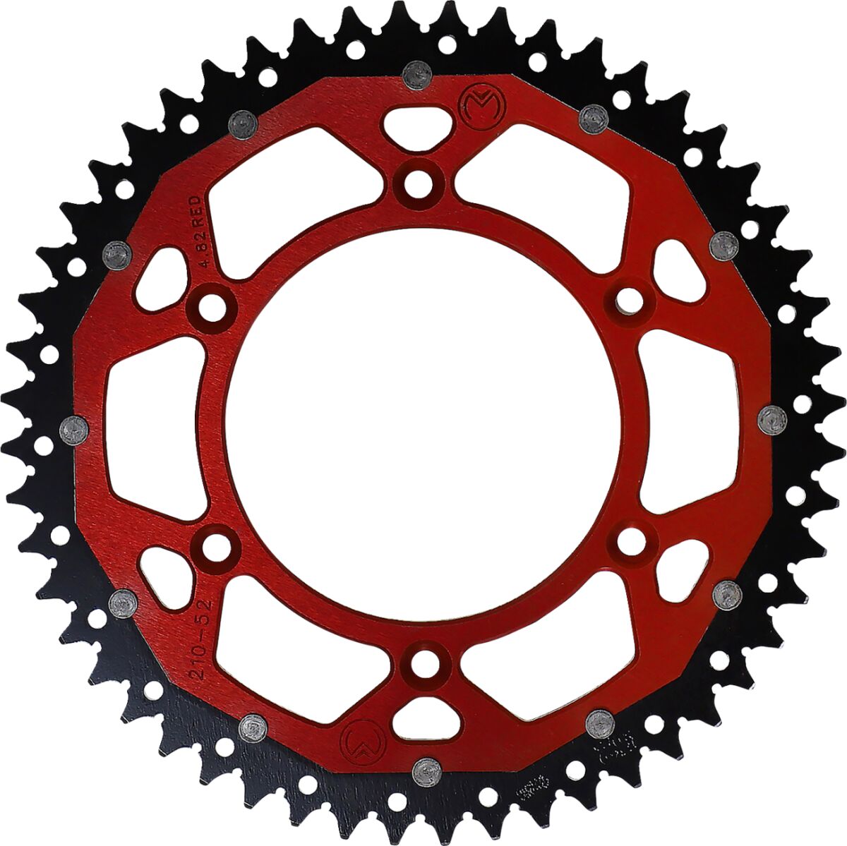 MOOSE REAR SPROCKET / 52 TEETH / 520 PITCH / RED/NATURAL / ALUMINIUM/STEEL 1210-210-52-13X