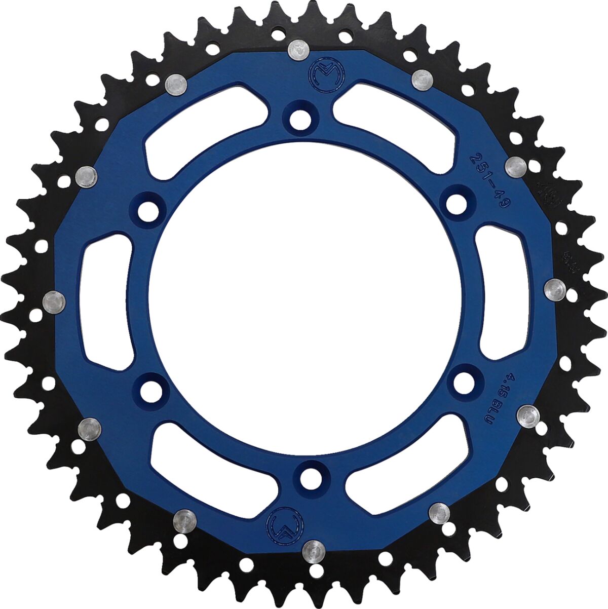 MOOSE REAR SPROCKET / 49 TEETH / 520 PITCH / BLUE/NATURAL / ALUMINIUM/STEEL 1210-251-49-12X