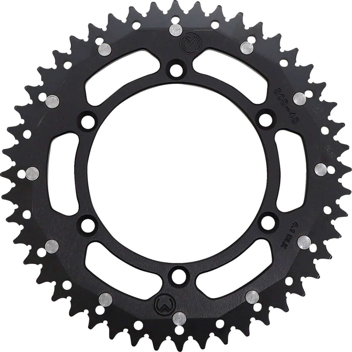 MOOSE REAR SPROCKET / 48 TEETH / 520 PITCH / BLACK/NATURAL / ALUMINIUM/STEEL 1210-808-48-10X