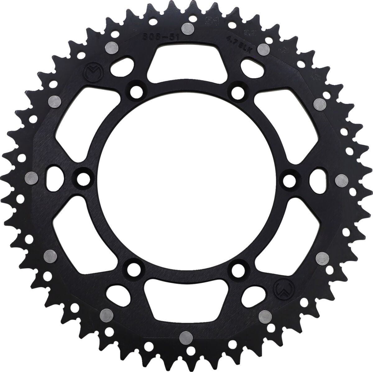 MOOSE REAR SPROCKET / 51 TEETH / 520 PITCH / BLACK/NATURAL / ALUMINIUM/STEEL 1210-808-51-10X