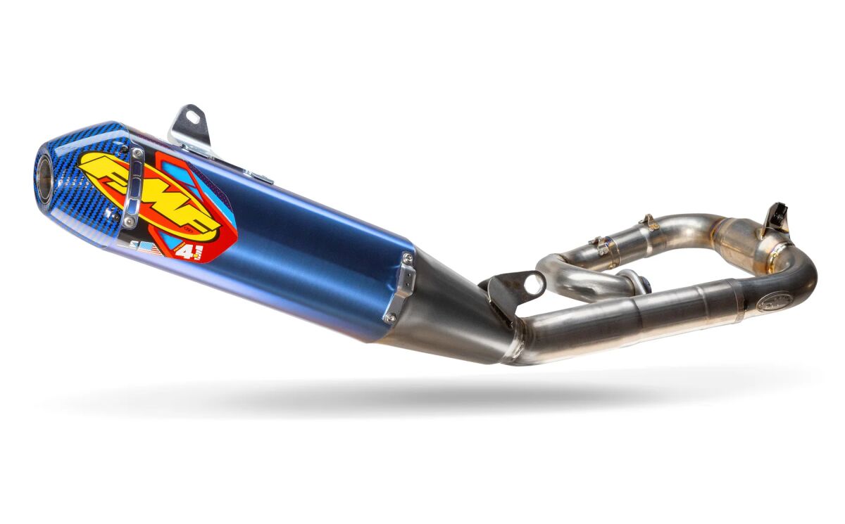 FMF FACTORY 4.1 RCT MB FULL SYSTEM EXHAUST TITANIUM W/CARBON BLUE END CAP 044490