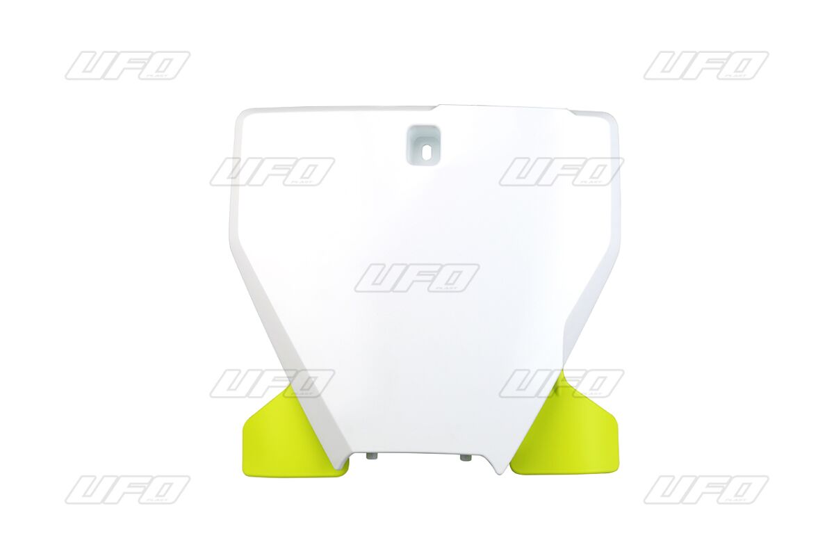 UFO FRONT NUMBER PLATE HUSQVARNA WITH GUIDE 20 WHITE HU03395@040