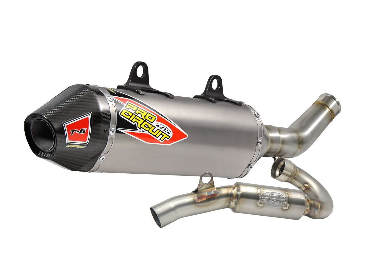 PRO CIRCUIT T-6 EURO EXHAUST SYSTEM STAINLESS STEEL WITH TITANIUM CANISTERS & CARBON END CAP 0161745H