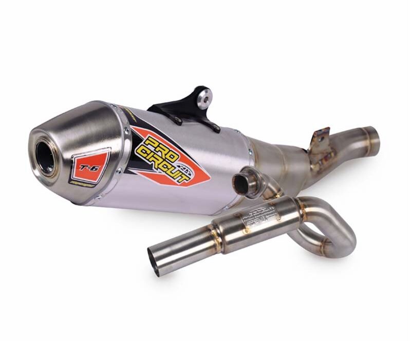 PRO CIRCUIT T-6 EXHAUST SYSTEM STAINLESS STEEL WITH ALUMINIUM CANISTERS & STAINLESS STEEL END CAP 0122445G