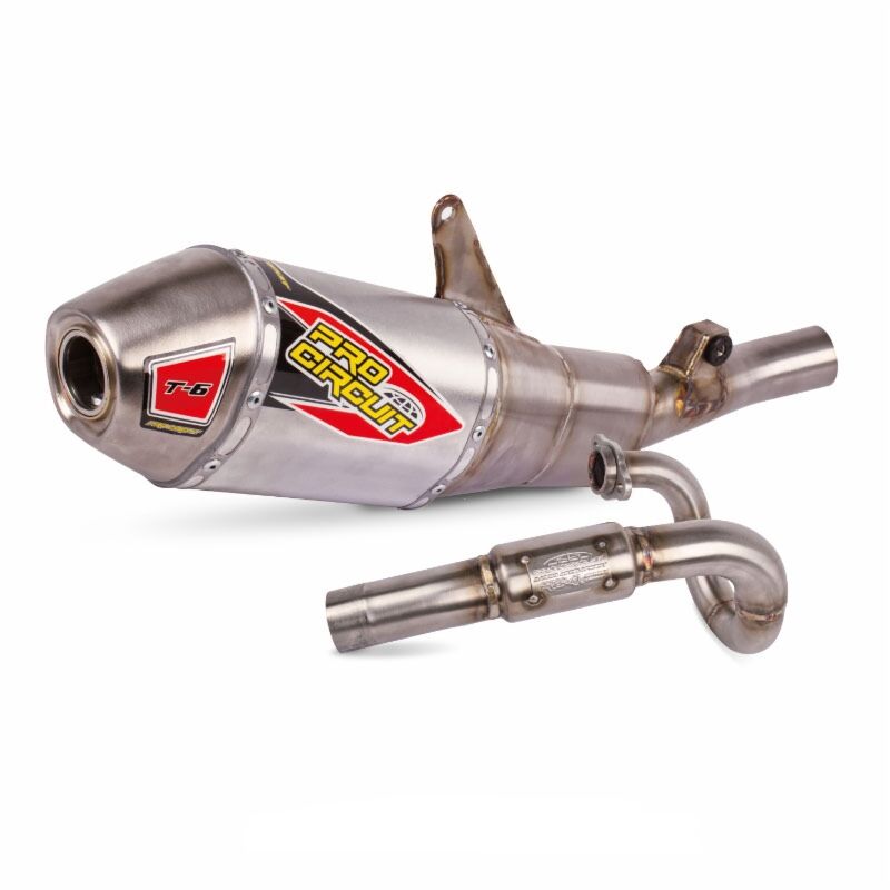 PRO CIRCUIT T-6 EXHAUST SYSTEM STAINLESS STEEL WITH ALUMINIUM CANISTERS & STAINLESS STEEL END CAP 0112425G