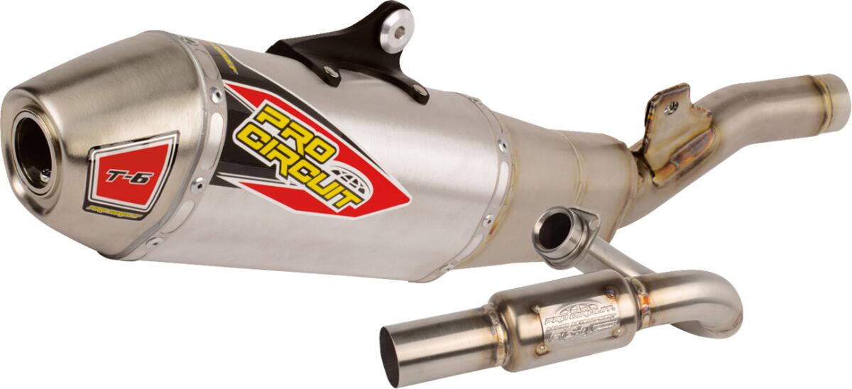 PRO CIRCUIT T-6 EXHAUST SYSTEM STAINLESS STEEL WITH ALUMINIUM CANISTERS & STAINLESS STEEL END CAP 0122525G