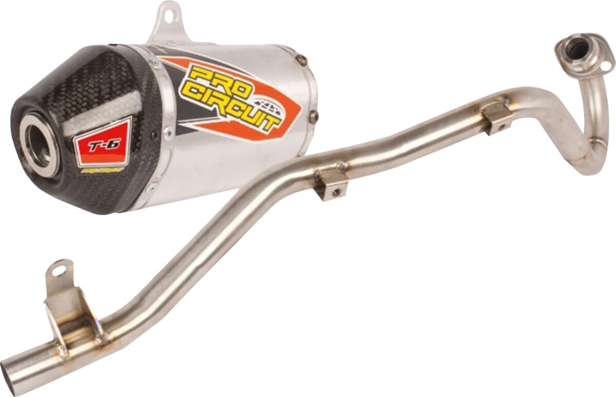 PRO CIRCUIT T-6 EXHAUST SYSTEM STAINLESS STEEL WITH ALUMINIUM CANISTERS & CARBON FIBER END CAP 0111911GT