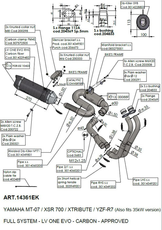 LEOVINCE LV One EVO Carbon Exhaust System with CAT 14361EK
