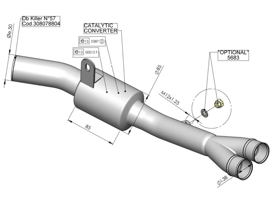 LEOVINCE CATALYTIC CONVERTER MANIFOLD 16001