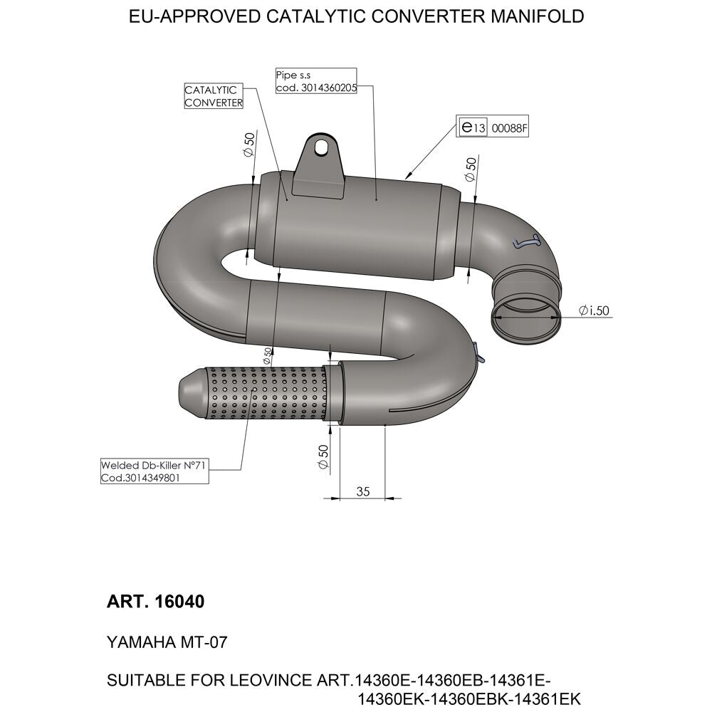LEOVINCE CATALYTIC CONVERTER MANIFOLD 16040