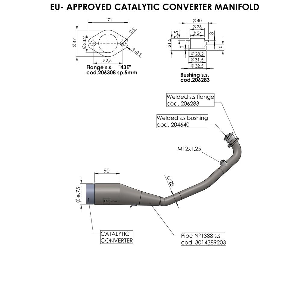 LEOVINCE CATALYTIC CONVERTER MANIFOLD 16056