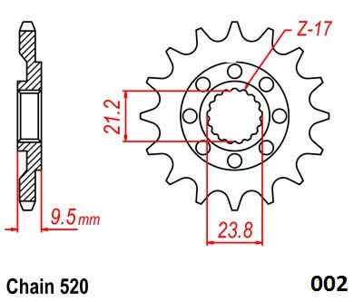 MOTO-MASTER FRONT SPROCKET 520 15T 61.002.11.15