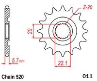 MOTO-MASTER FRONT SPROCKET 520 14T 61.011.11.14