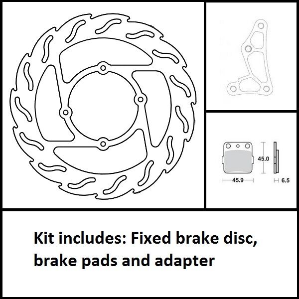 MOTO-MASTER BRAKE KIT FLAME FIXED ROTOR 260mm, BRAKE PADS, RELOCATE BRACKET 310028