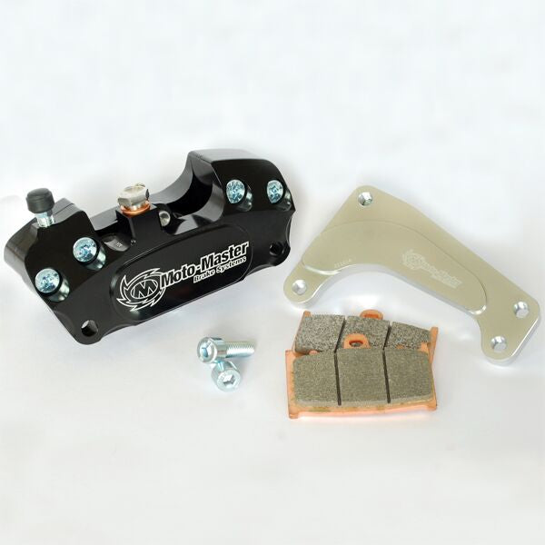 MOTO-MASTER BRAKE CALIPER KIT 4 PISTON CALIPER + ADAPTER SM RACING BLACK 210023